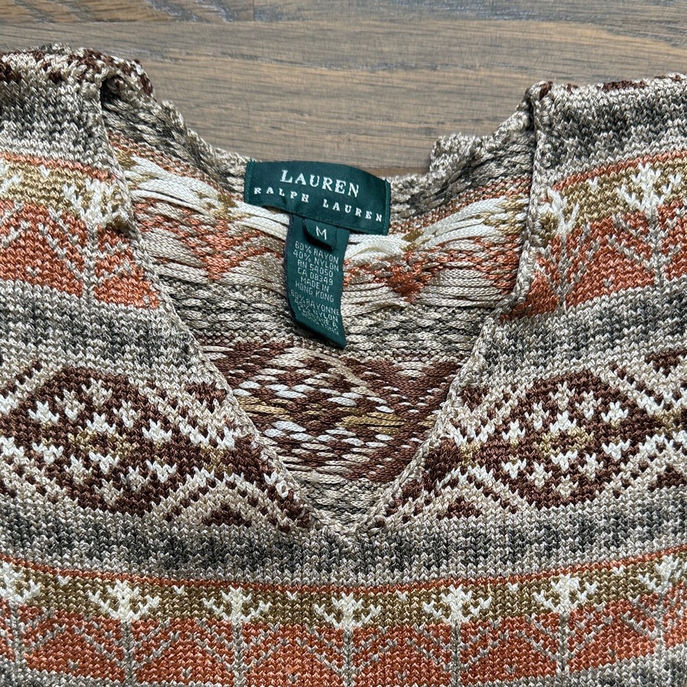 Lauren Ralph Lauren Earthy Toned Knit Sweater 90s vintage size M - Picture 12 of 12